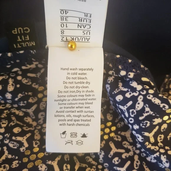 Niptuck Swim 'Joanne' Nautical Foil Print Navy & Gold One-Piece Swimsuit -Size 8 - Picture 15 of 15